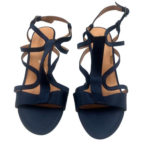 Halston Heritage Bette Strappy Stiletto Heels Sandals Navy Size 9 - Picture 2 of 6